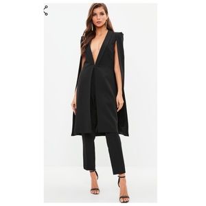 Black long cape blazer